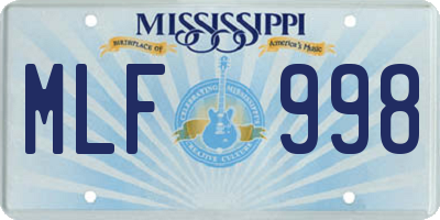 MS license plate MLF998