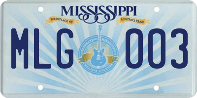 MS license plate MLG003