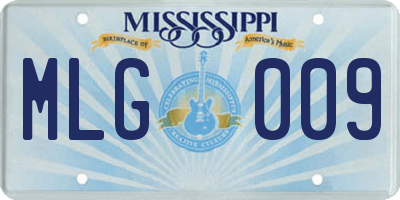 MS license plate MLG009