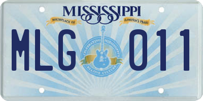 MS license plate MLG011
