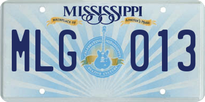 MS license plate MLG013