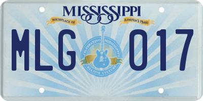 MS license plate MLG017