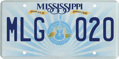 MS license plate MLG020