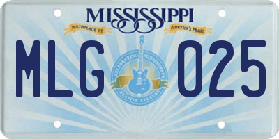MS license plate MLG025