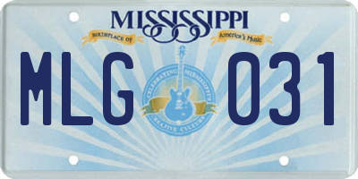 MS license plate MLG031