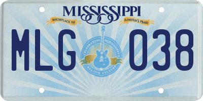 MS license plate MLG038
