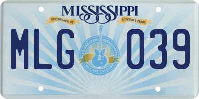 MS license plate MLG039
