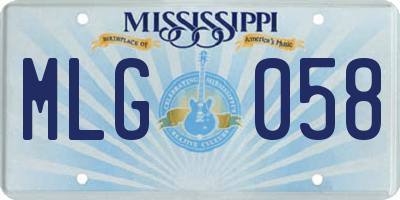 MS license plate MLG058