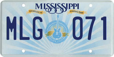 MS license plate MLG071