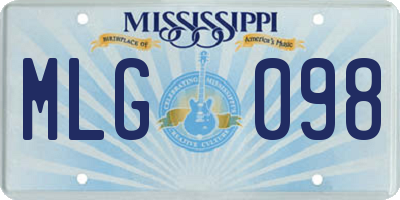 MS license plate MLG098