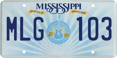 MS license plate MLG103