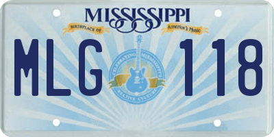 MS license plate MLG118