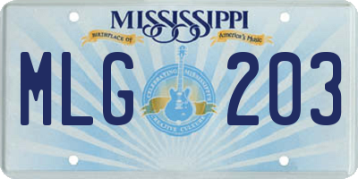 MS license plate MLG203