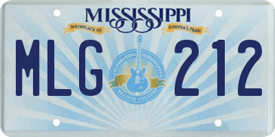 MS license plate MLG212