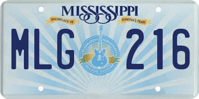 MS license plate MLG216