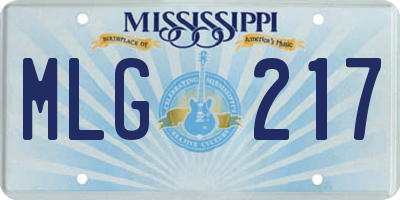 MS license plate MLG217