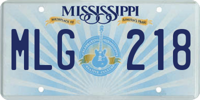 MS license plate MLG218