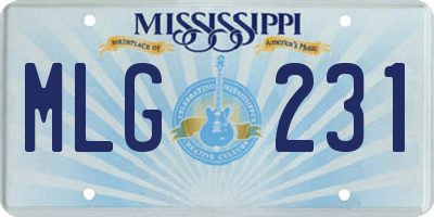 MS license plate MLG231