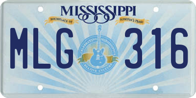 MS license plate MLG316