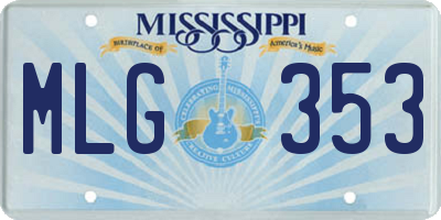 MS license plate MLG353