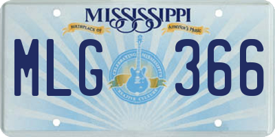 MS license plate MLG366