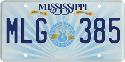 MS license plate MLG385
