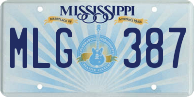 MS license plate MLG387