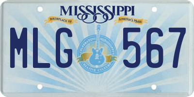 MS license plate MLG567