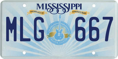 MS license plate MLG667