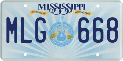 MS license plate MLG668