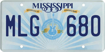 MS license plate MLG680