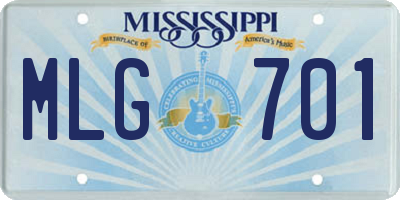 MS license plate MLG701