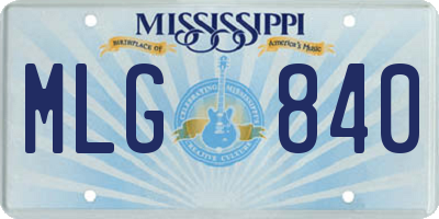 MS license plate MLG840