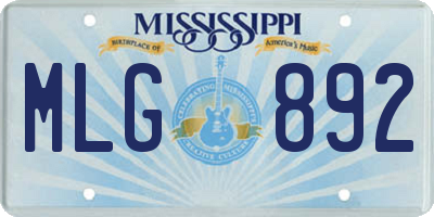 MS license plate MLG892