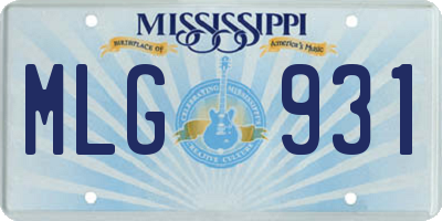 MS license plate MLG931