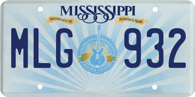 MS license plate MLG932