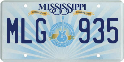 MS license plate MLG935