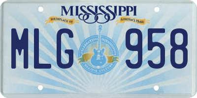 MS license plate MLG958