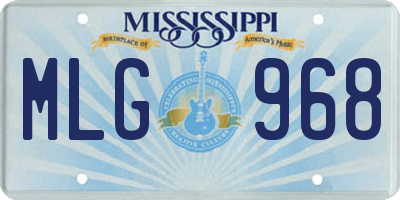 MS license plate MLG968