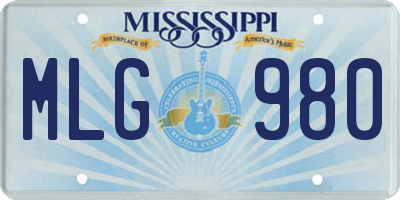 MS license plate MLG980