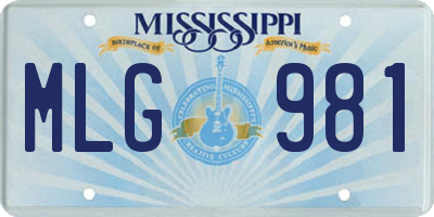 MS license plate MLG981