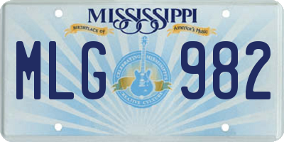 MS license plate MLG982