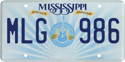 MS license plate MLG986