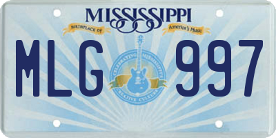 MS license plate MLG997