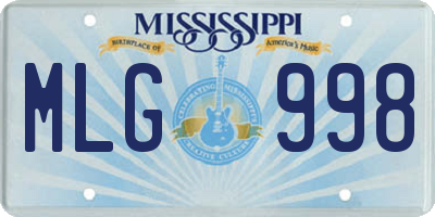 MS license plate MLG998