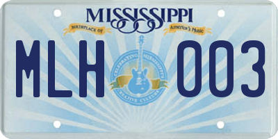 MS license plate MLH003
