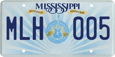 MS license plate MLH005