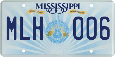 MS license plate MLH006
