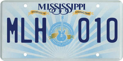 MS license plate MLH010