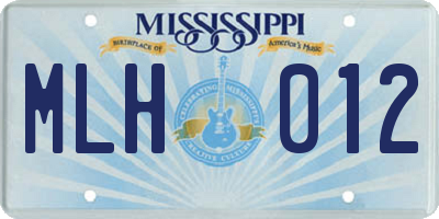 MS license plate MLH012